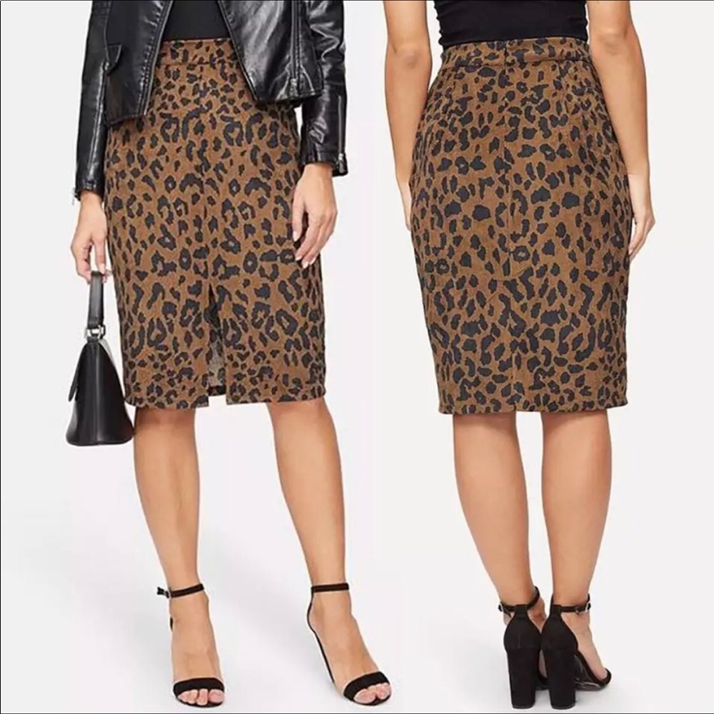 Corduroy Leoaprad Pencil Skirt